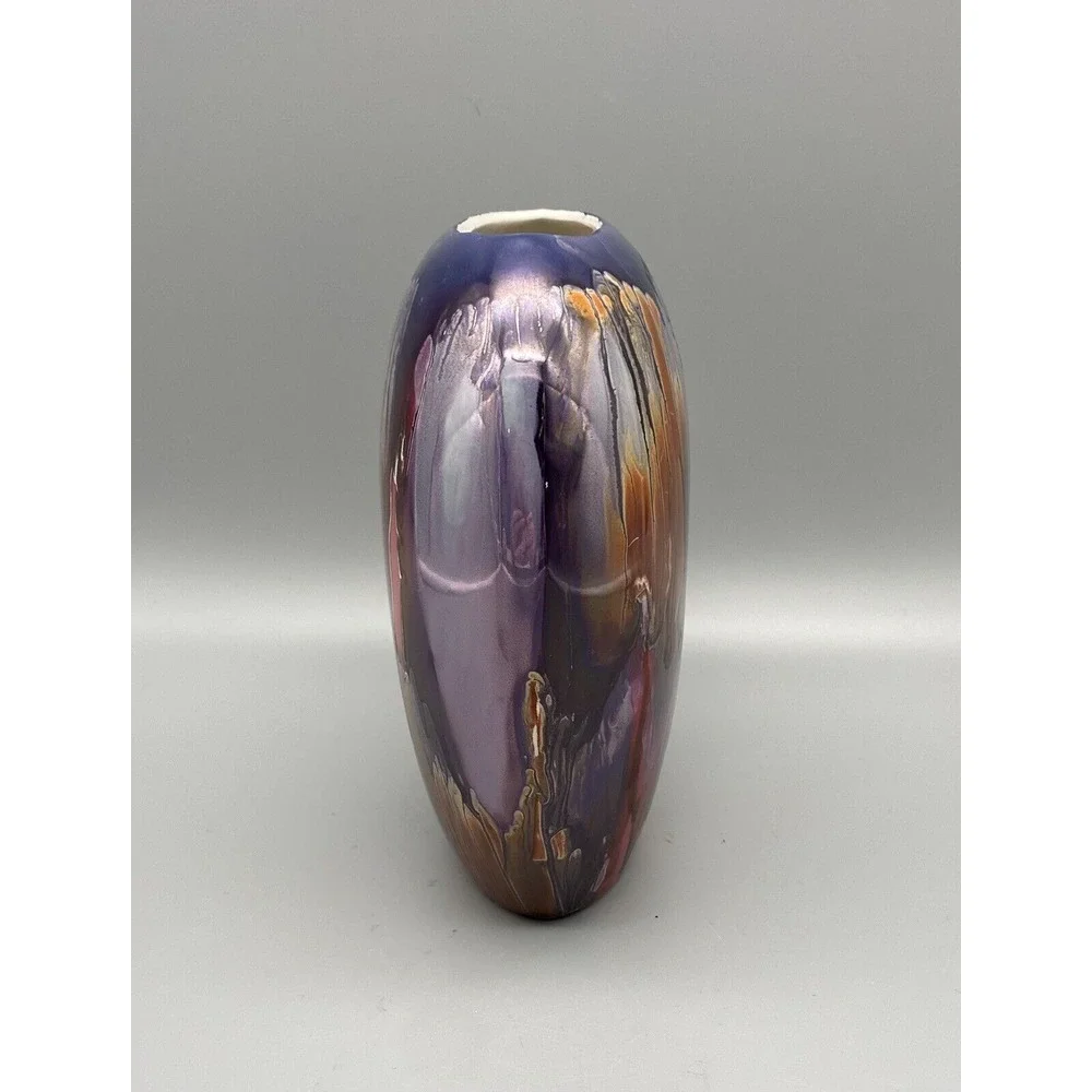 Ceramic Vase Multicolored Artistic S.E.C. Made In Italy Vintage High Gloss‎